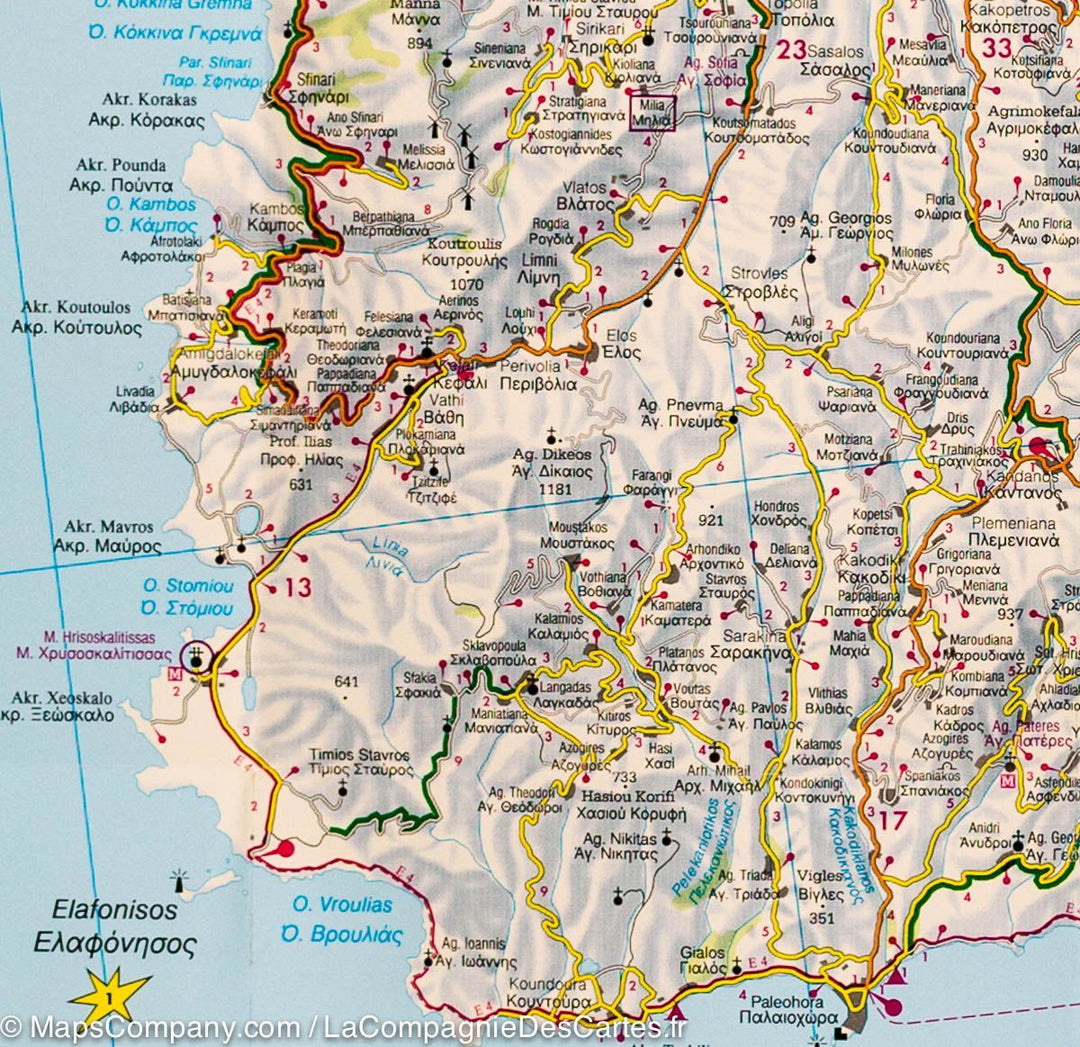 Carte détaillée de la Crète (Grèce) | Freytag &amp; Berndt - La Compagnie des Cartes