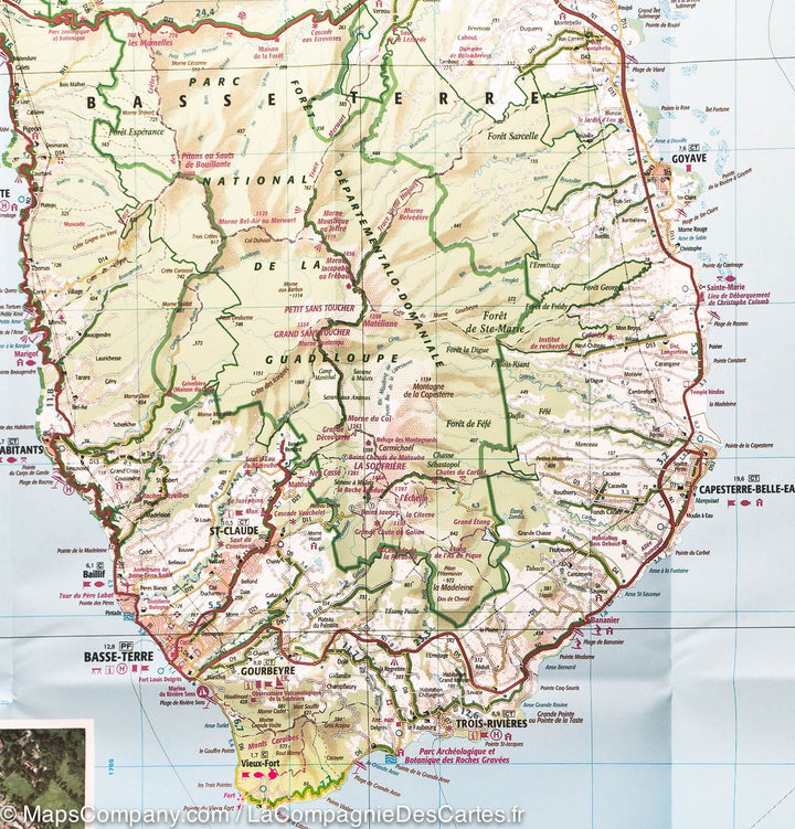 Carte détaillée - Guadeloupe, Saint Martin, Saint Barthélemy | IGN carte pliée IGN 