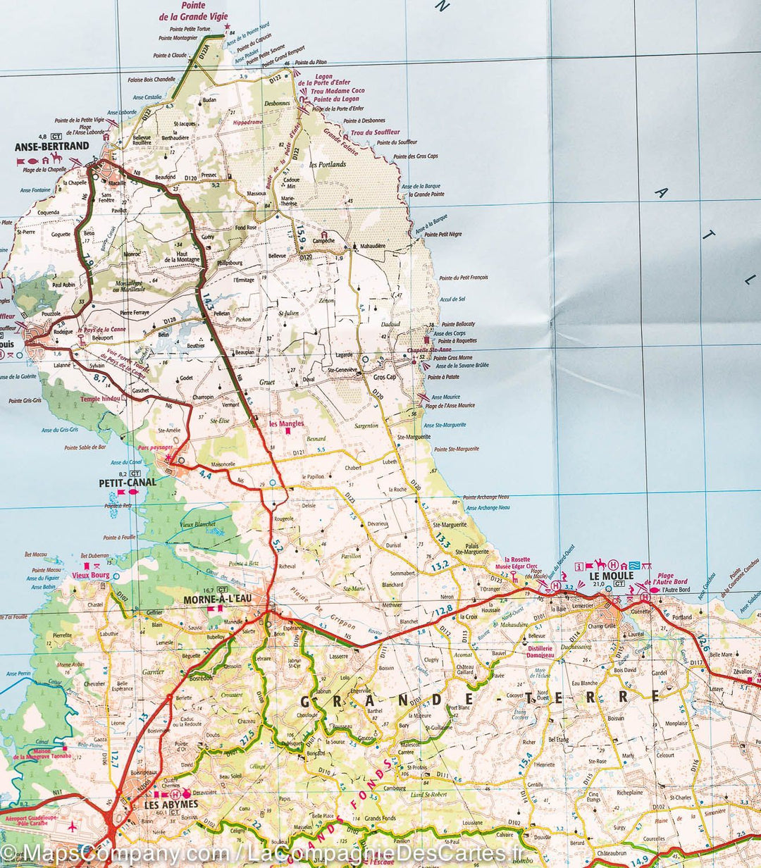 Carte détaillée - Guadeloupe, Saint Martin, Saint Barthélemy | IGN carte pliée IGN 