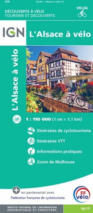 Carte détaillée - L'Alsace à vélo | IGN carte pliée IGN 