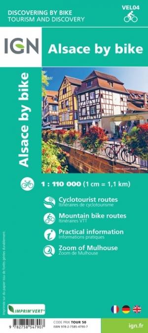 Carte détaillée - L'Alsace à vélo | IGN carte pliée IGN 