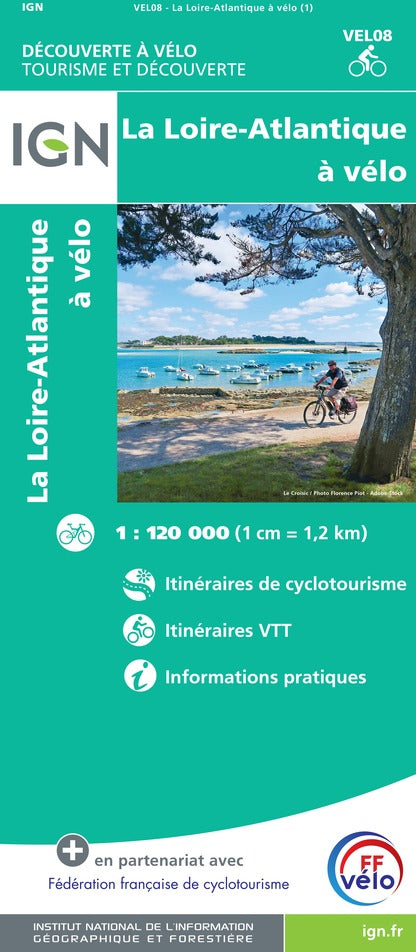 Carte détaillée - Loire-Atlantique à vélo | IGN carte pliée IGN 