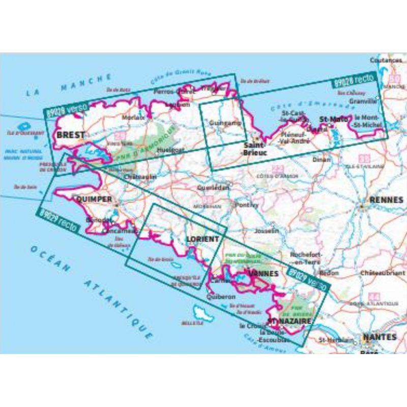 Carte détaillée - Sentier des douaniers (Bretagne nord) - GR34 | IGN carte pliée IGN 