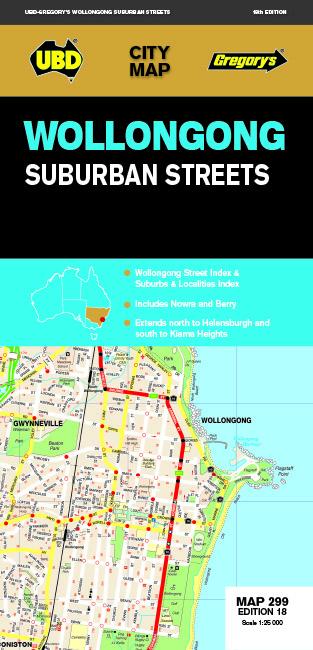 Carte détaillée - Wollongong Suburban Streets (Nouvelle Galles du Sud), n° 299 | UBD Gregory's carte pliée UBD Gregory's 