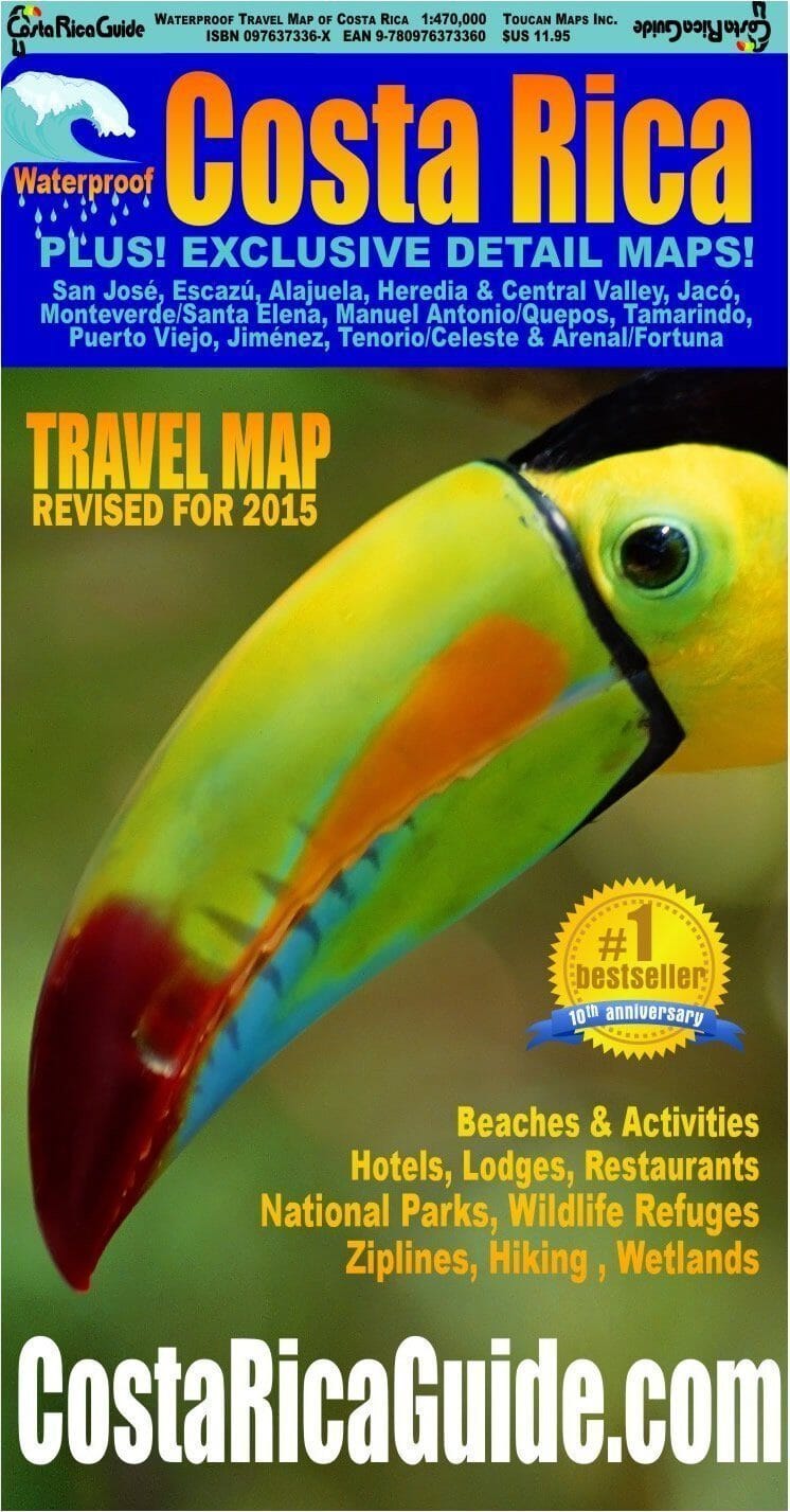 Map of Costa Rica | Toucan Maps Road Map 