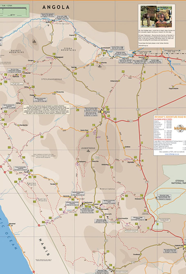 Carte du Kaokoland - Namibie nord-ouest | Infomap carte pliée Infomap 