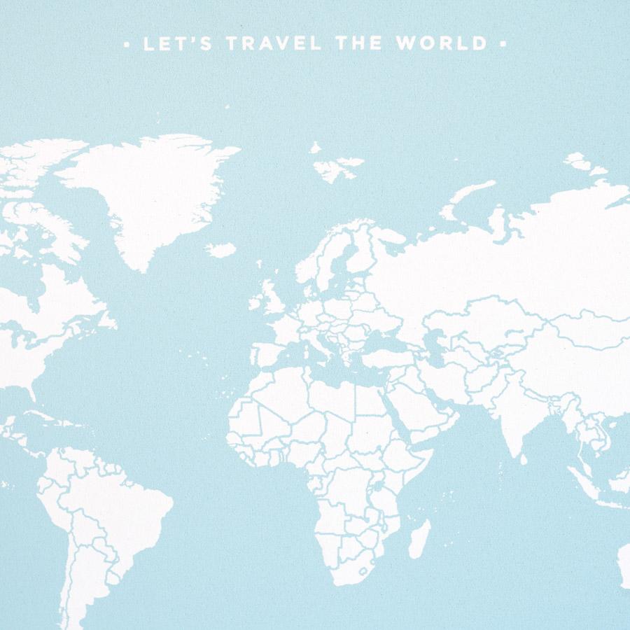 Carte du monde en liège - fond bleu, impression blanc | Miss Wood carte murale grand tube Miss Wood 