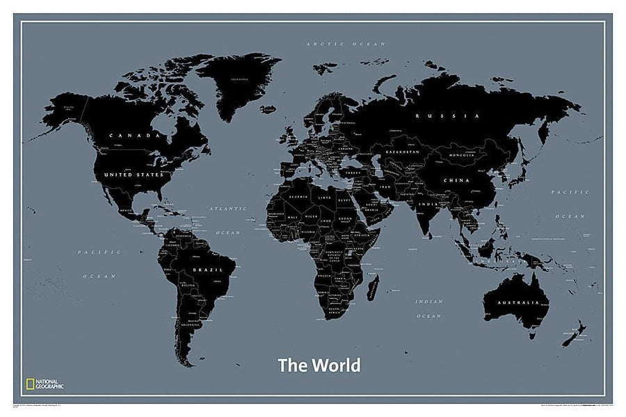 World modern wall map laminated | National Geographic Wall Map (small tube) 