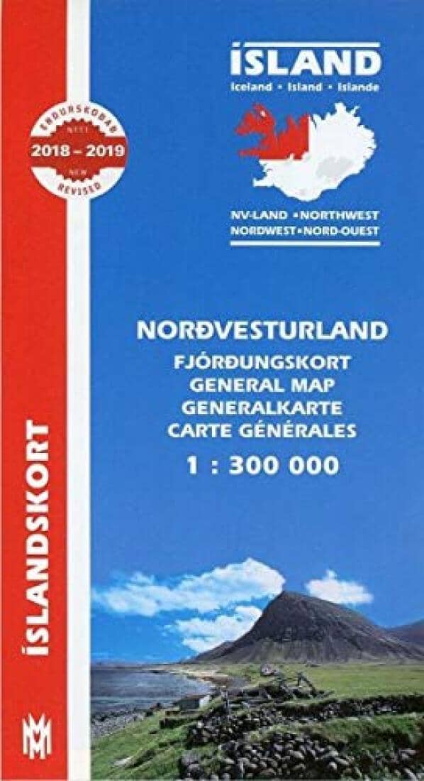 Northwest Iceland Map | Mal og menning Road Map 