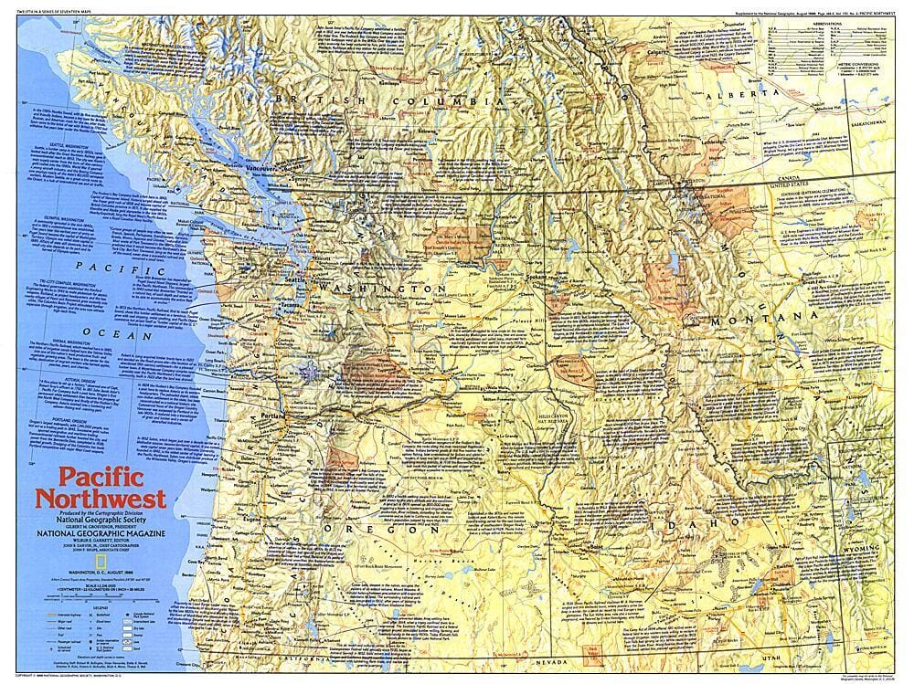 1986 Pacific Northwest Map Side 1 Wall Map 