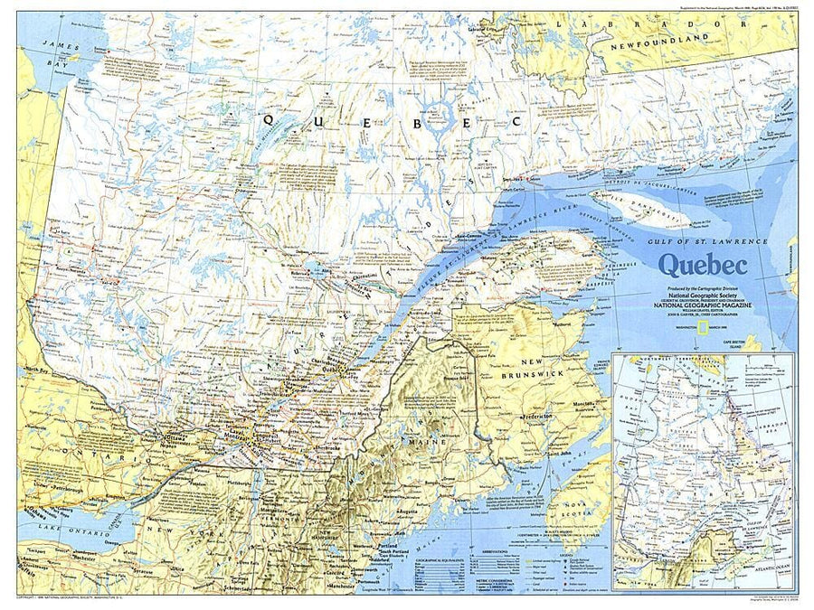 1991 Quebec Map Wall Map 
