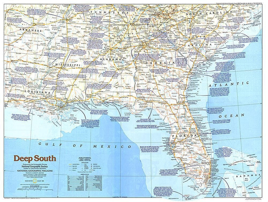 1983 Deep South Map Wall Map 
