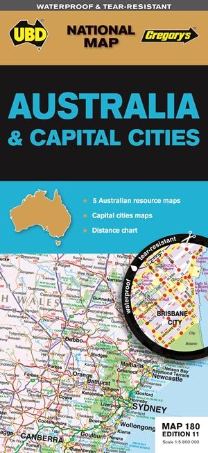 Carte générale - Australie & Capitales d'états, n° 180 | UBD Gregory's carte pliée UBD Gregory's 