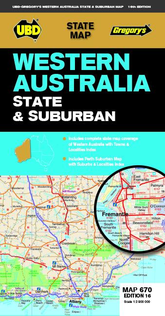 Carte générale de l'Australie-Occidentale & plan de Perth, n° 670 | UBD Gregory's carte pliée UBD Gregory's 