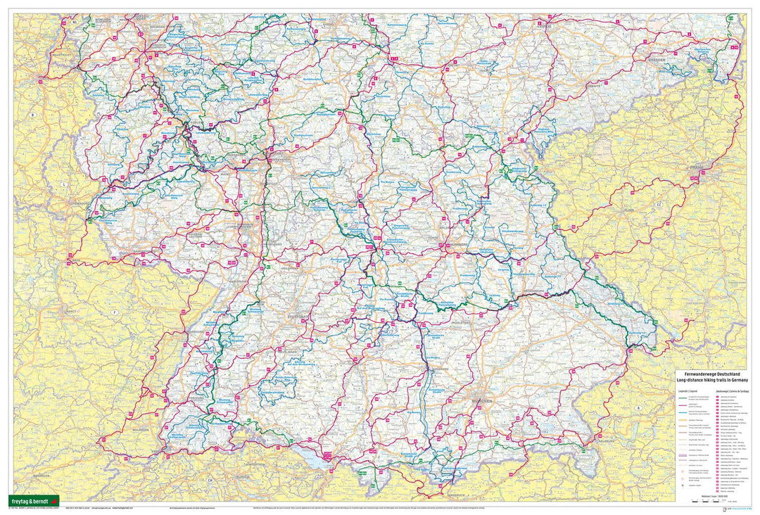 Carte générale des sentiers de longue randonnée - Allemagne | Freytag & Berndt carte pliée Freytag & Berndt 