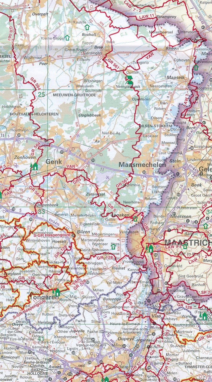 Carte générale - Sentiers de grande randonnée de la Belgique | NGI carte pliée IGN Belgique 
