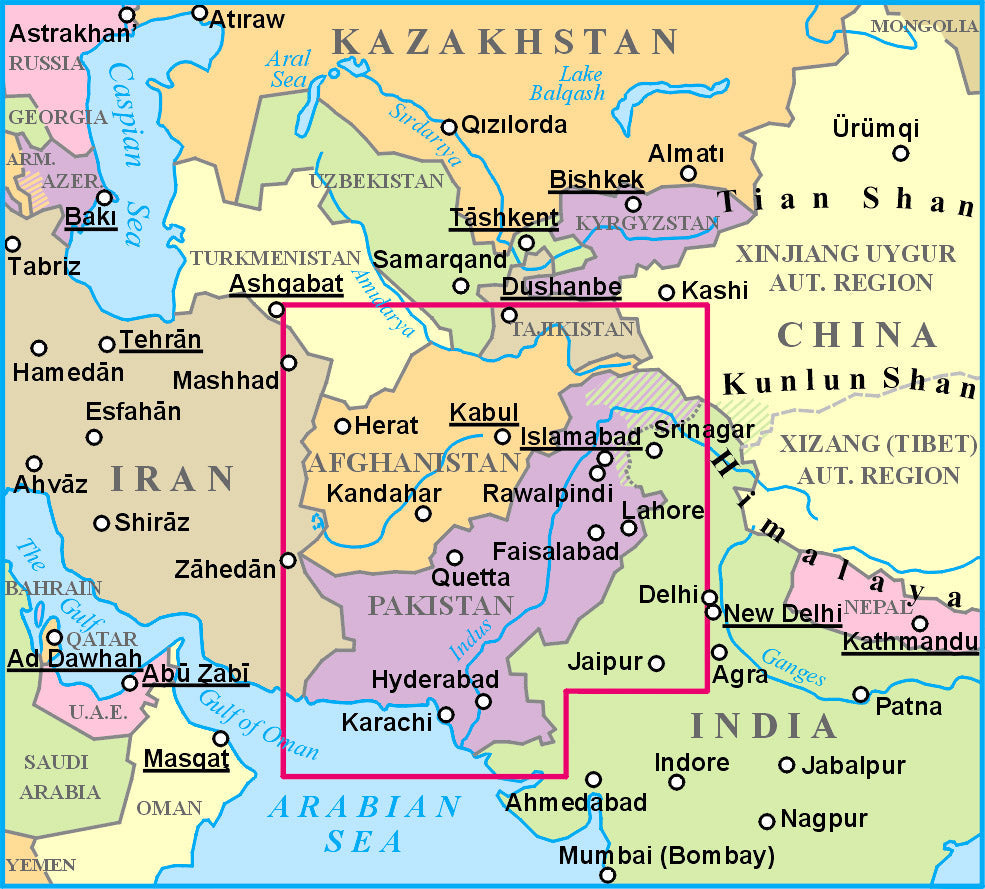 Carte géographique - Afghanistan, Kaboul & cinq villes | Gizi Map carte pliée Gizi Map 