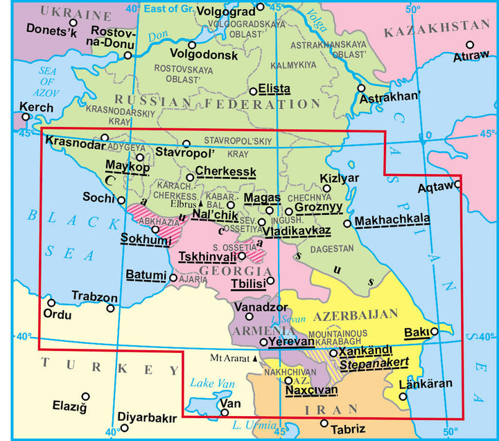Carte géographique - Caucase | Gizi Map carte pliée Gizi Map 
