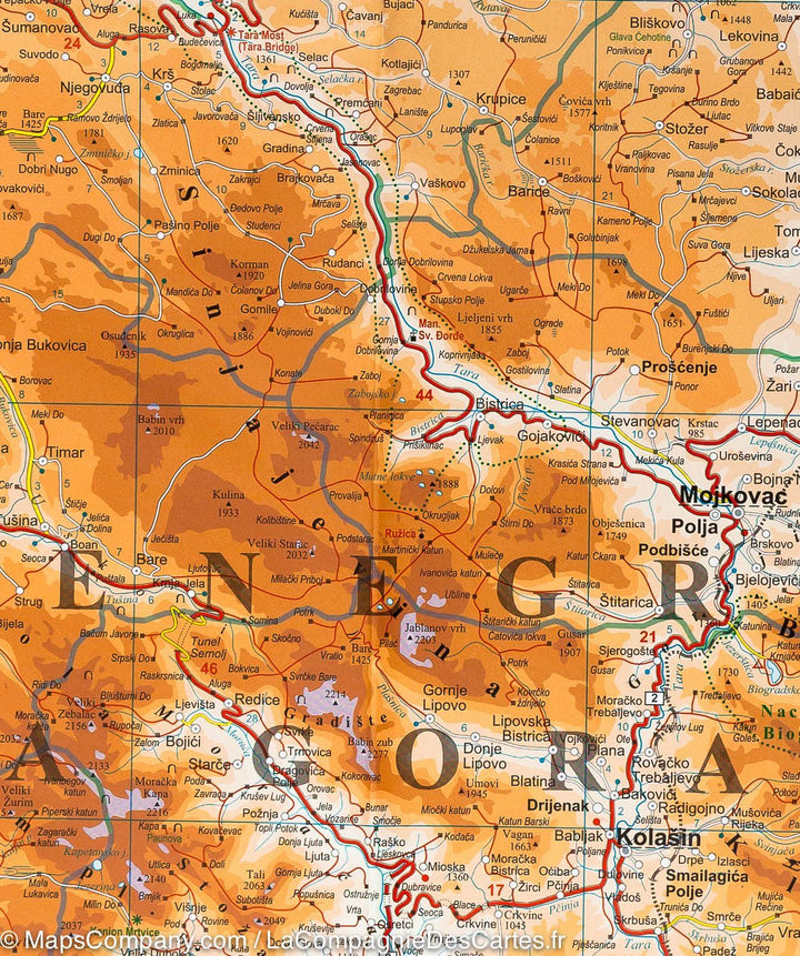 Carte géographique - Monténégro & Albanie Nord | Gizi Map carte pliée Gizi Map 
