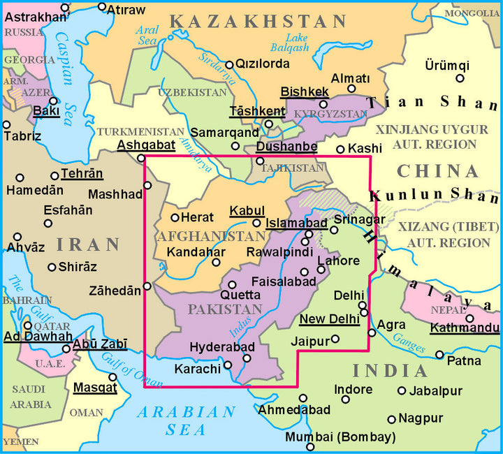 Carte géographique - Pakistan & Afghanistan | Gizi Map carte pliée Gizi Map 
