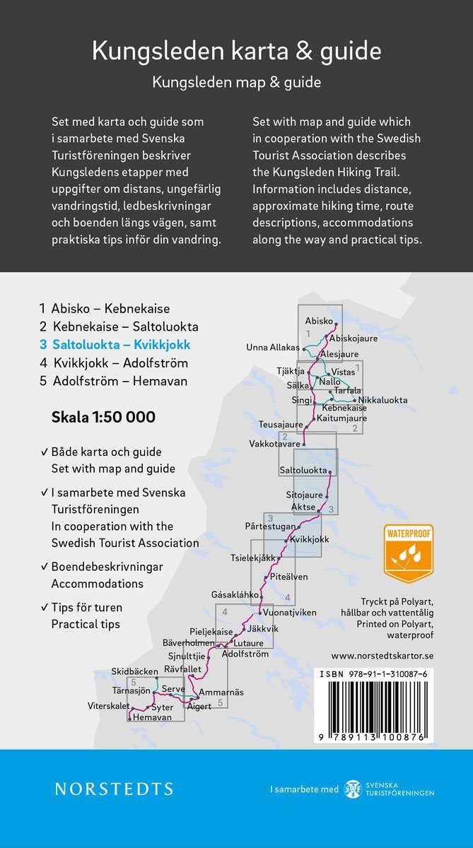 Carte & guide du Kungsleden n° 3 - Saltoluokta - Kvikkjokk (Suède) | Norstedts carte pliée Norstedts 