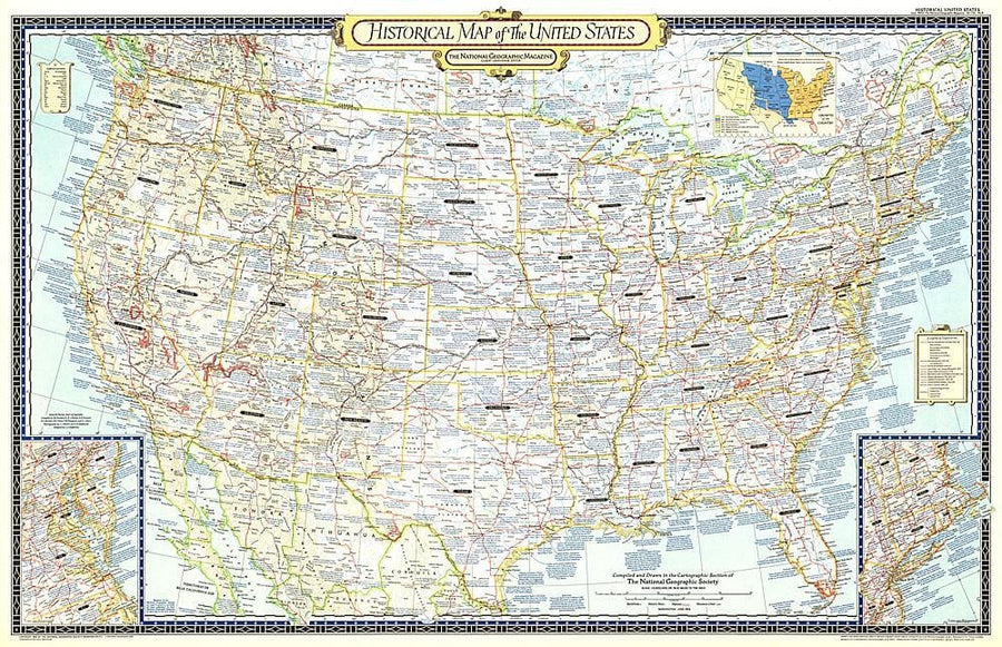 1953 Historical Map of the United States Wall Map 