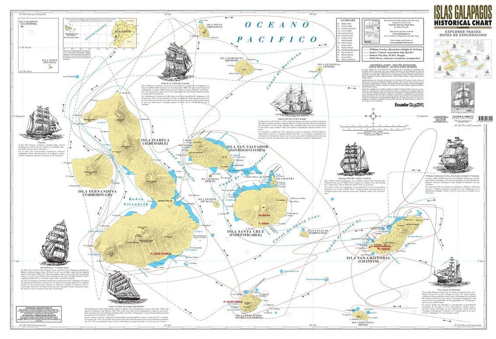Carte historique des îles Galapagos | Zagier y Urruty carte pliée Zagier y Urruty 