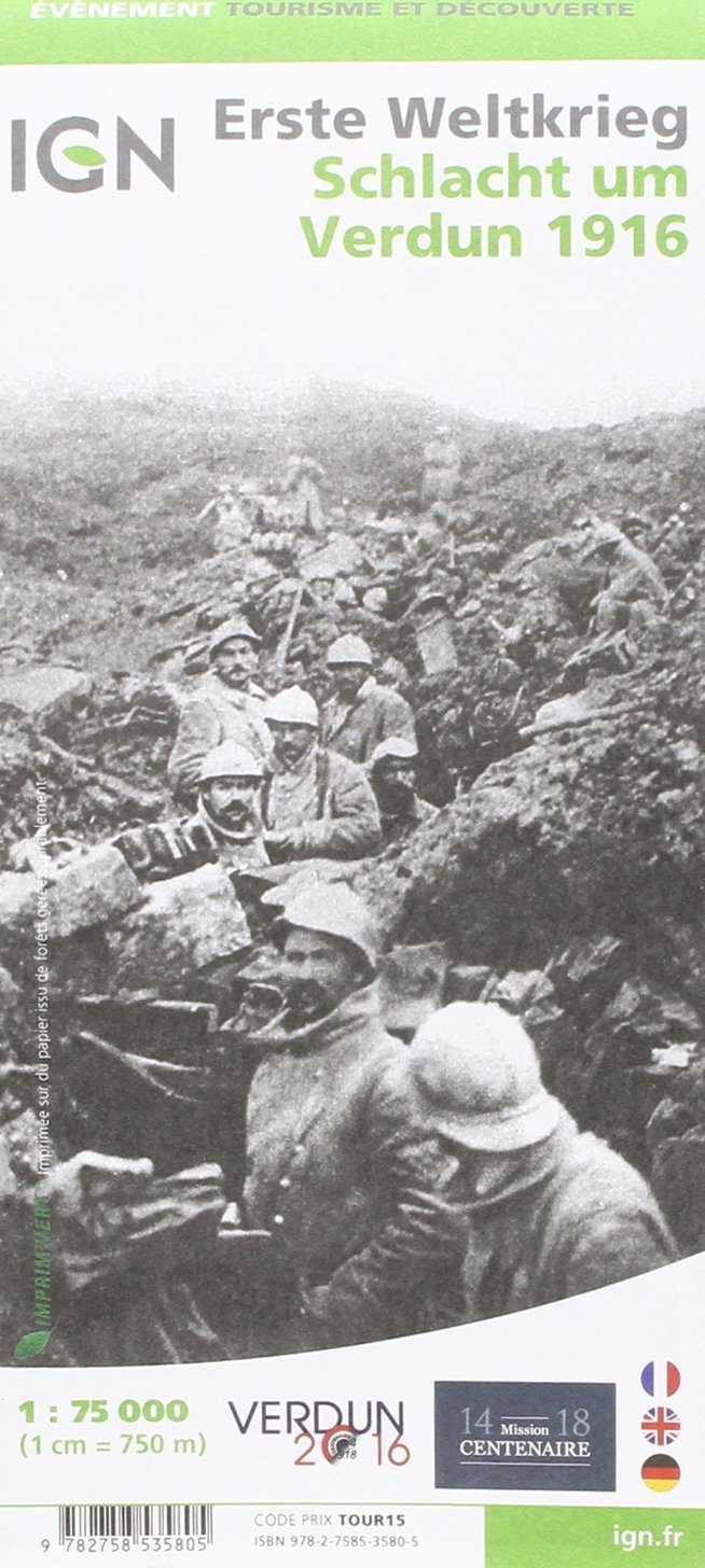 Carte historique - Grande Guerre - Bataille de Verdun 1916 | IGN carte pliée IGN 