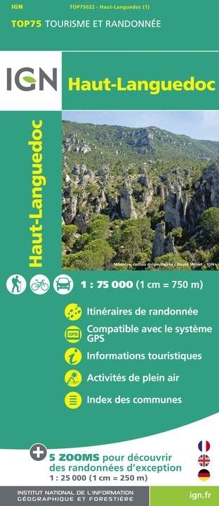 Carte IGN TOP 75 n° 22 - Haut Languedoc carte pliée IGN 
