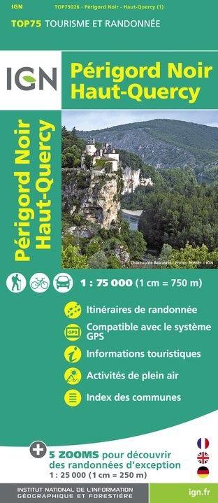 Carte IGN TOP 75 n° 26 - Périgord Noir et Haut Quercy carte pliée IGN 