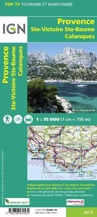 Carte IGN TOP 75 n° 35 - Provence, Ste Victoire, Ste Baume & Calanques carte pliée IGN 
