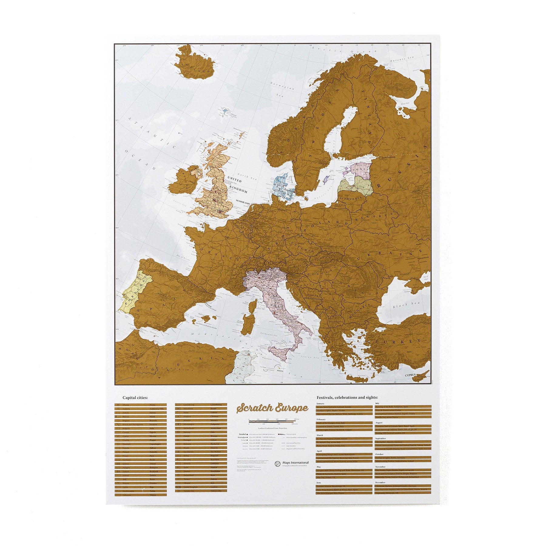 Maps International Poster à gratter pour les amateurs de vin européens -  Régions + sous-régions - Tube cadeau - Format A2 : 59,4 x 42 cm (H x l) :  : Fournitures de bureau