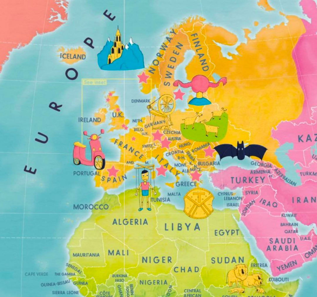 Carte murale à gratter (en anglais) - Films du monde, pour enfants | Maps International carte murale petit tube Maps International 