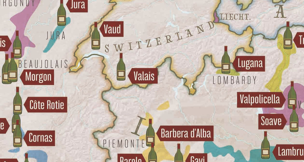 Carte murale à gratter (en anglais) - Les vins européens | Maps International carte murale petit tube Maps International 