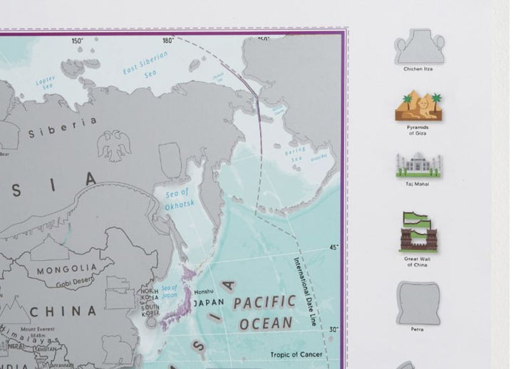 Carte murale à gratter (en anglais) - Monde, pour enfants | Maps International carte murale petit tube Maps International 