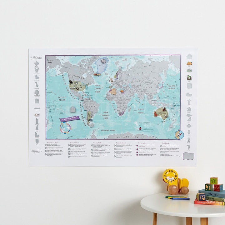 Carte murale à gratter (en anglais) - Monde, pour enfants | Maps International carte murale petit tube Maps International 