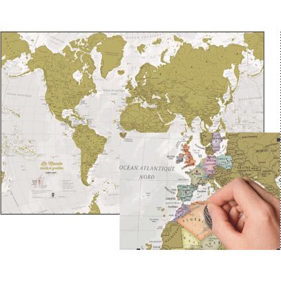Carte du monde à gratter (français) | Maps International - La Compagnie des Cartes