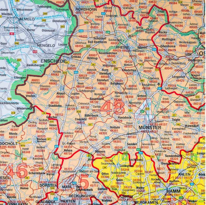 Carte murale - Allemagne (zones postales) - 127 x 94 cm | Freytag & Berndt carte murale petit tube Freytag & Berndt 