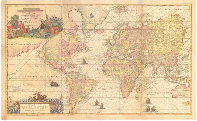 Carte murale ancienne (en espagnol) - Monde nautique (1725) | CNIG carte murale petit tube CNIG 
