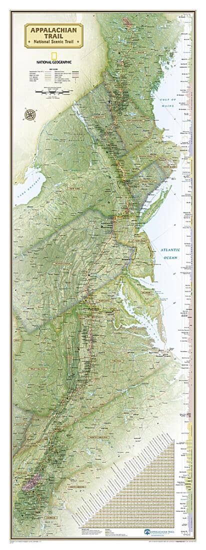 Appalachian Trail Wall Map | National Geographic carte pliée 