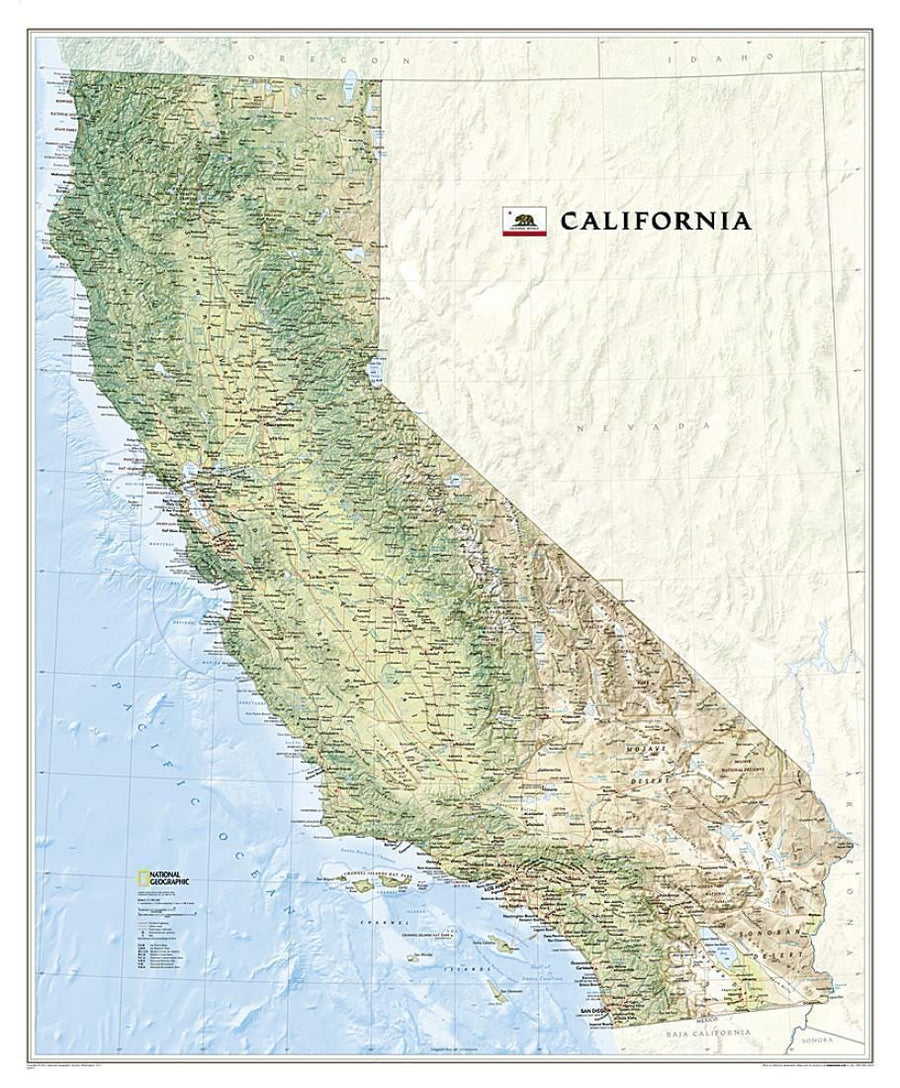 California, Laminated by National Geographic Maps