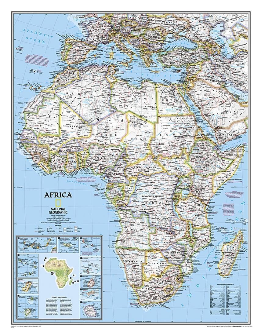 Wall Map of Africa, Classic, Sleeved | National Geographic Wall Map 