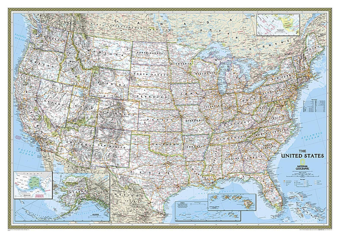 Wall map of the United States (Classic, Sleeved)| National Geographic