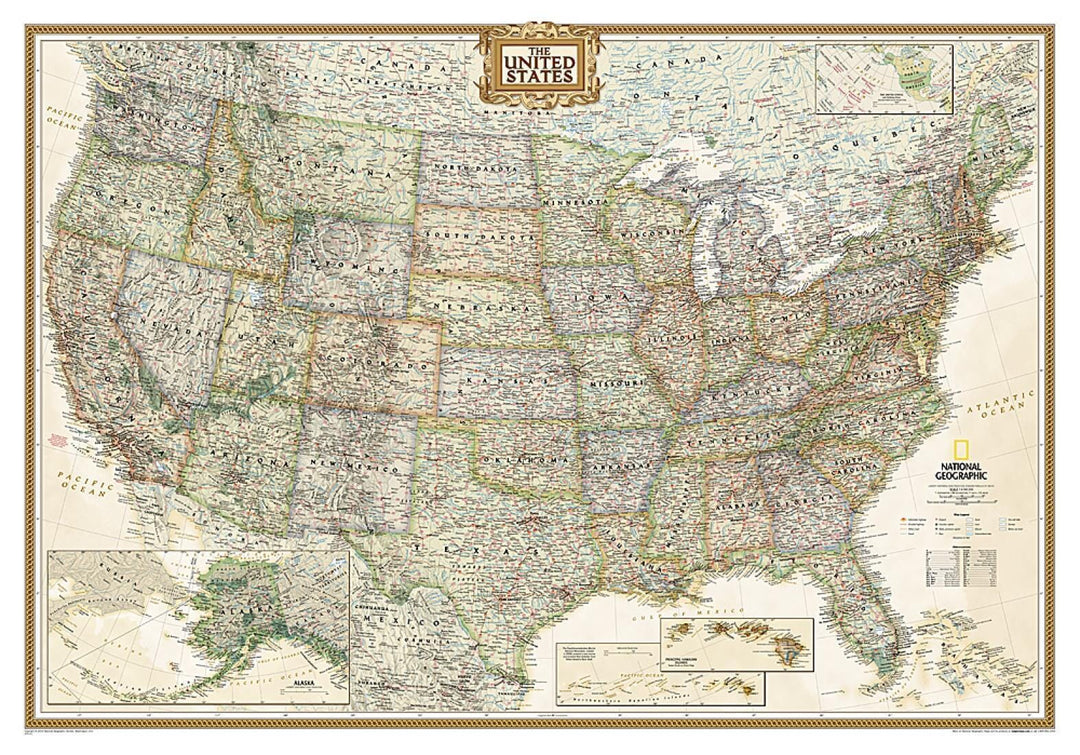 Wall map of the United States (Executive, Sleeved) | National Geographic