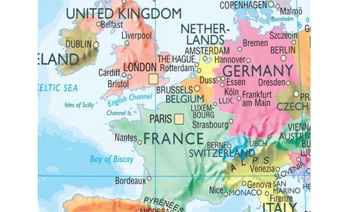Carte murale du monde géante "à coller" (en anglais) | Maps International carte murale petit tube Maps International 