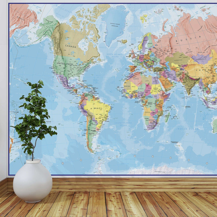Carte murale du monde géante "à coller" (en anglais) | Maps International carte murale petit tube Maps International 