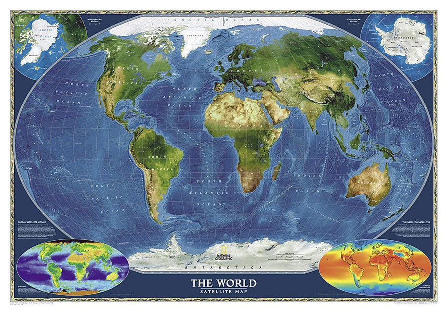 World, Satellite, Tubed by National Geographic Maps