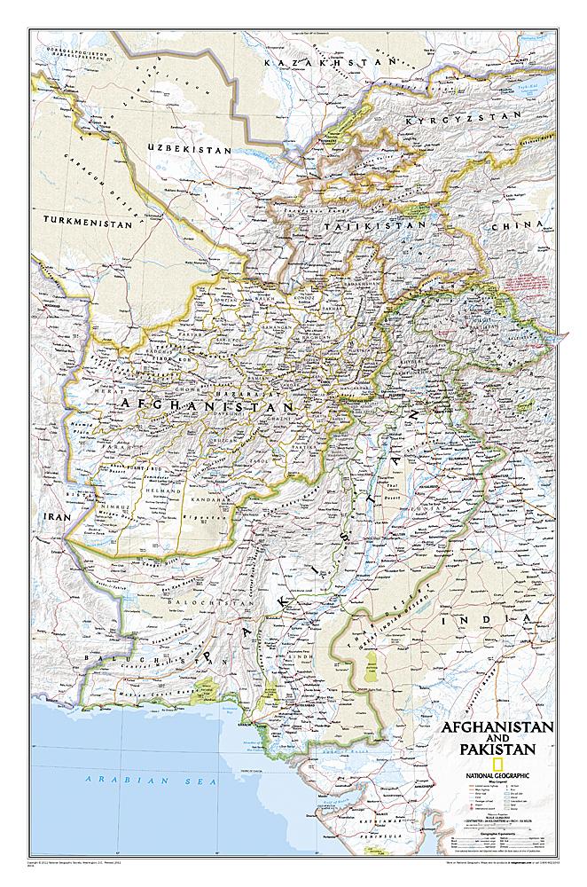 Carte murale (en anglais) - Afghanistan & Pakistan | National Geographic carte murale petit tube National Geographic 