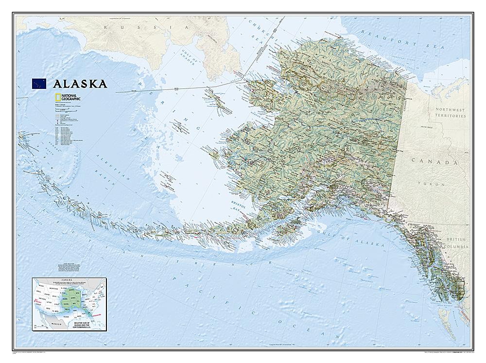 Carte murale (en anglais) - Alaska | National Geographic carte murale petit tube National Geographic Papier 