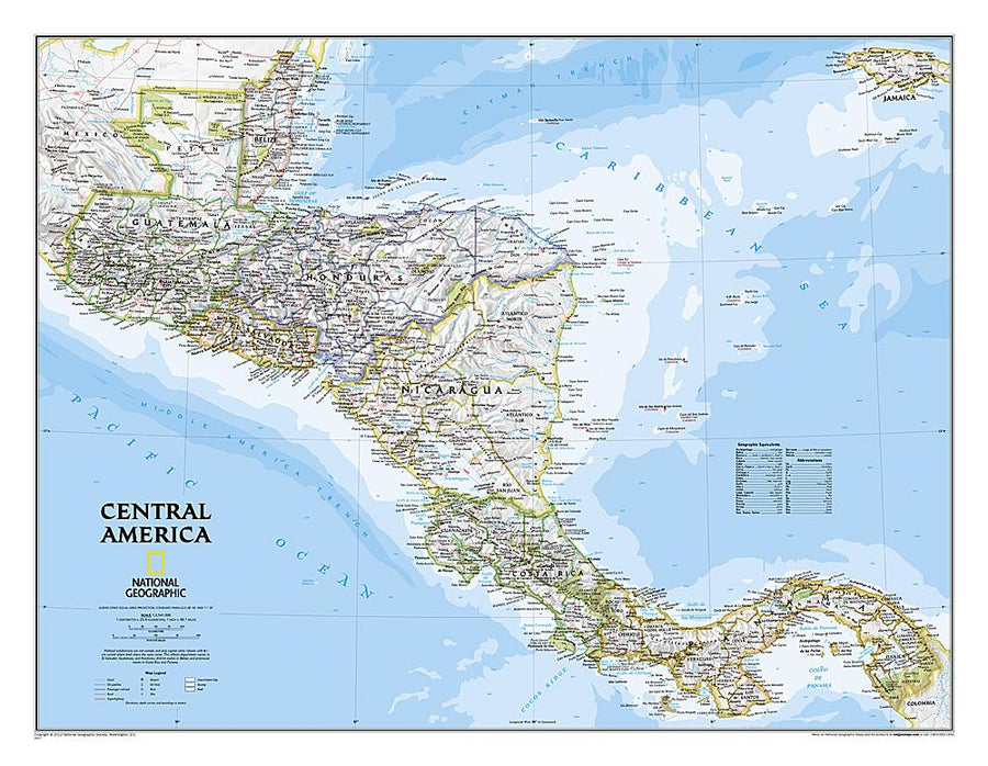 Carte murale (en anglais) - Amérique Centrale | National Geographic carte murale petit tube National Geographic 